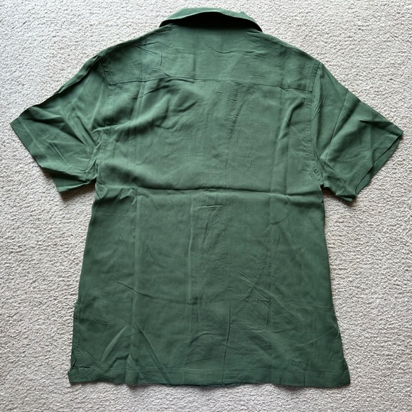 Pop Man Men's Short Sleeve Button Up Shirt Olive Green Collared Soft Viscose S - Picture 5 of 7